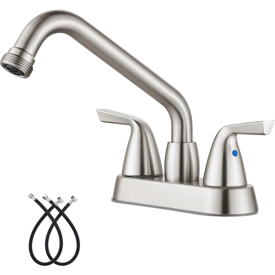 Utility Laundry Sink Faucet,4 Inch Centerest Laundry Faucets for Utility Sink,Laundry & Utility Room Sink Faucet,with Swivel Spout and NPT3/4 Threaded End,2 Arc les